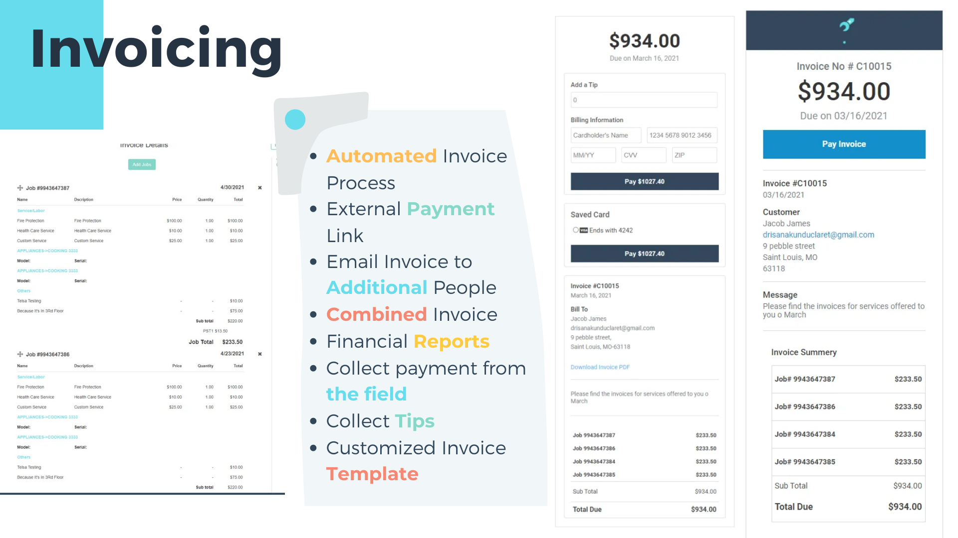ServiceWorks field service invoicing and accounts receivable dashboard